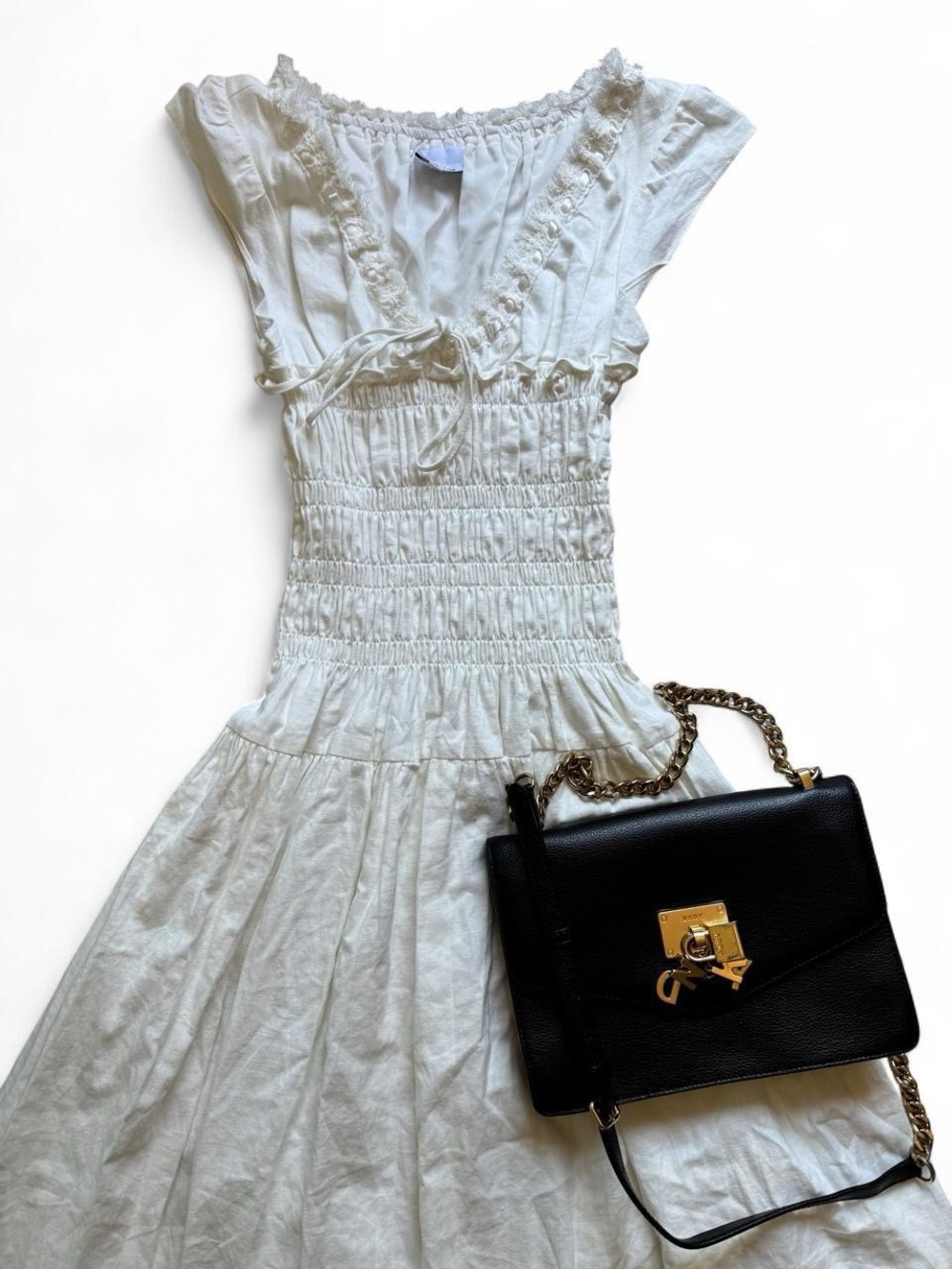 SKY TO MOON Luxury Brand Gorgeous Eggshell Peasant Dress Milkmaid Dress